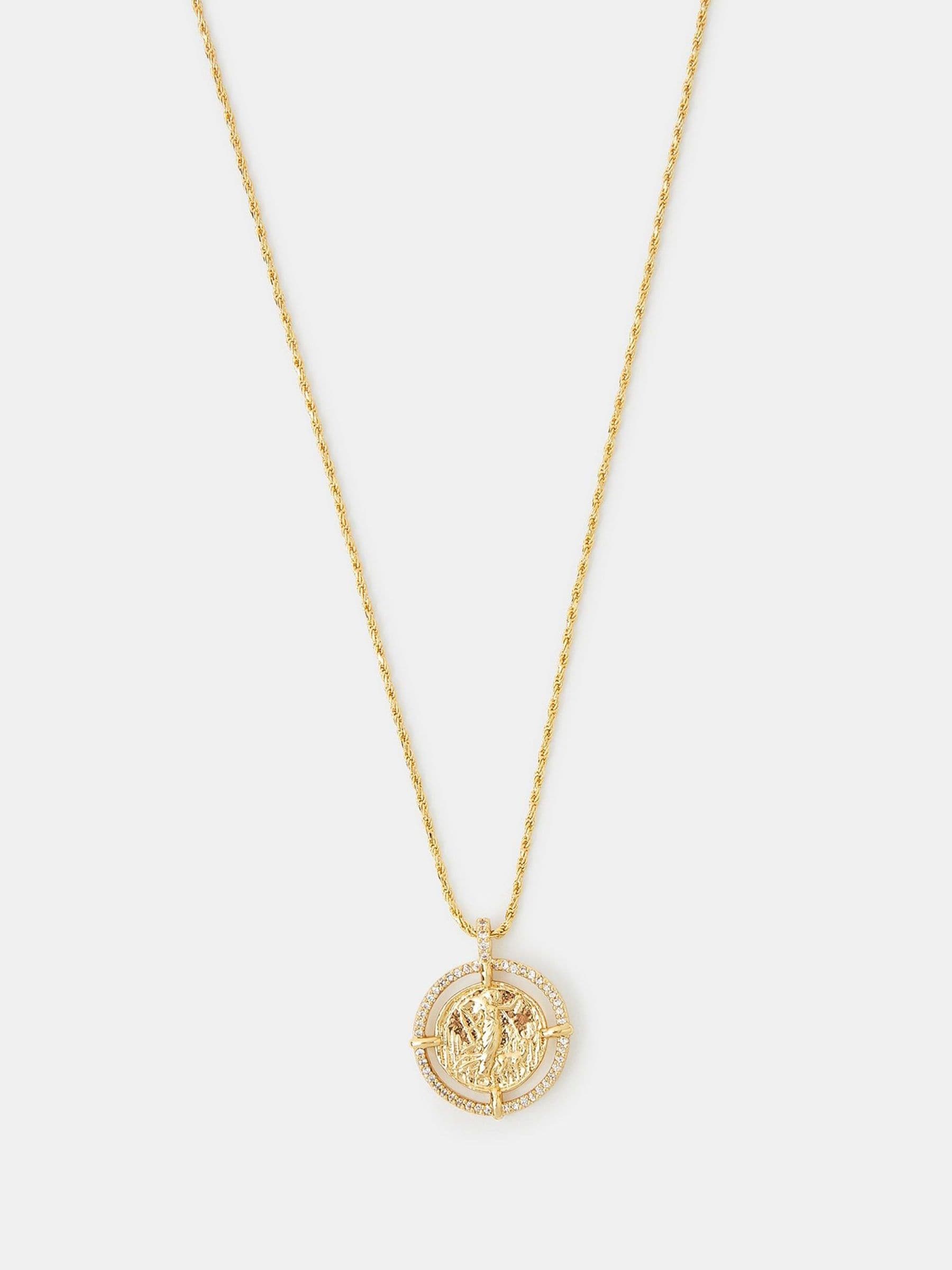 Accessorize Gold Plated Diamante Coin Necklace - British product