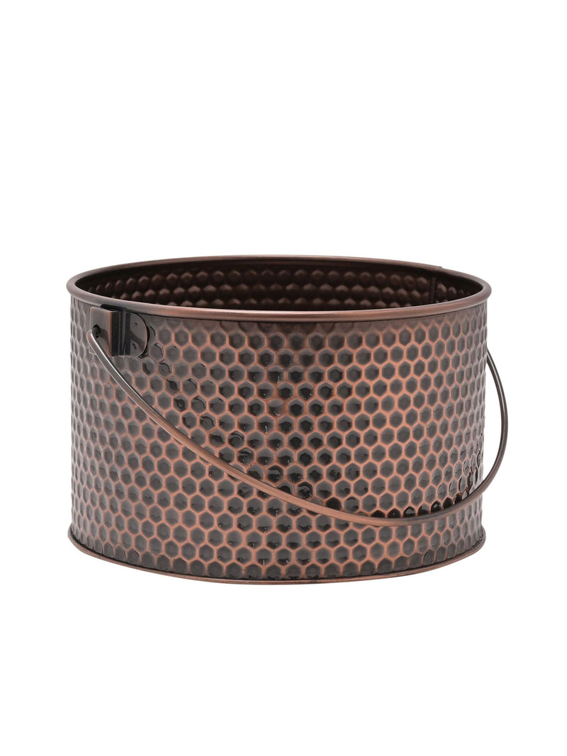 Widdop brown metal bucket with handle - British product
