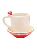Widdop white toadstool mug and saucer set 10cm (British brand)