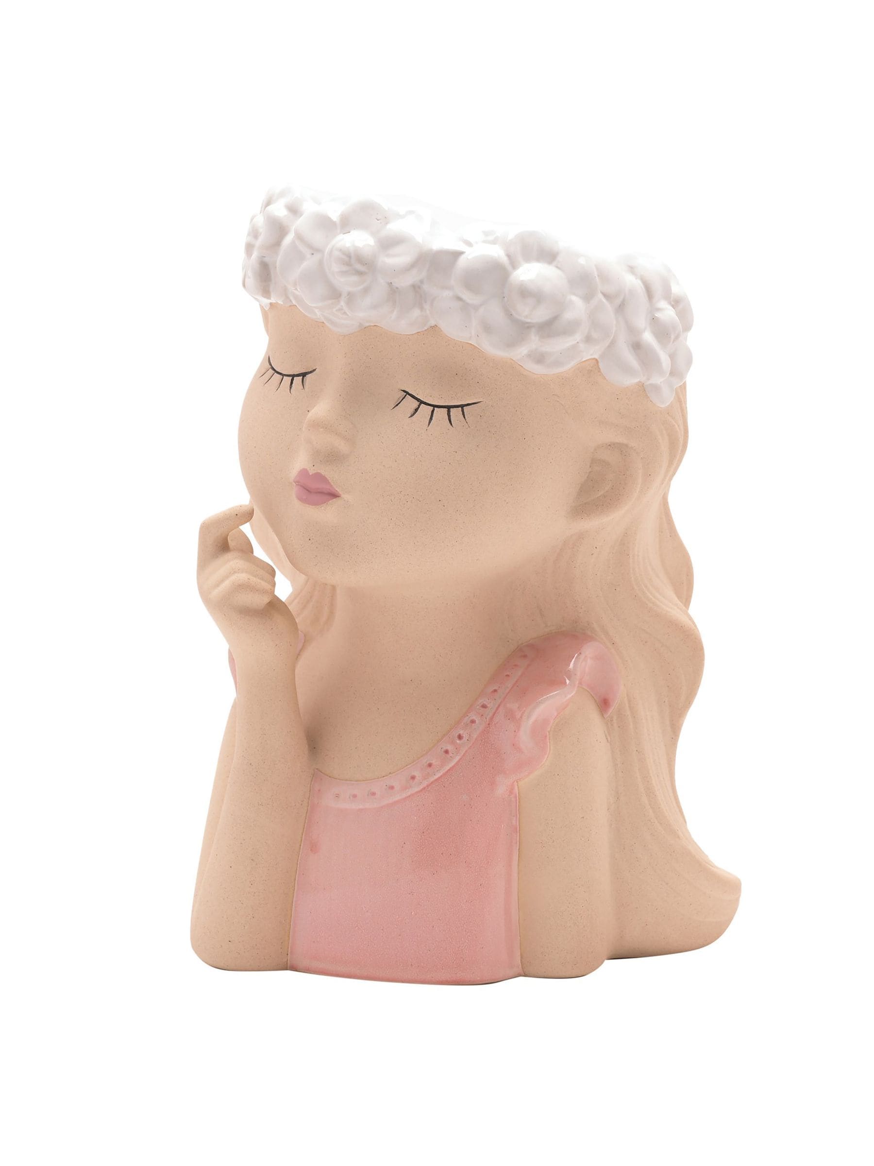 Widdop ceramic planter girl finger to lips, UK version