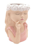 Widdop ceramic planter girl finger to lips, UK version