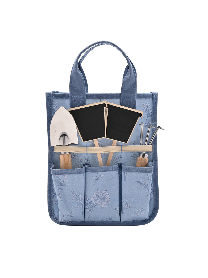 Widdop blue mini tote bag with garden tool set, UK version