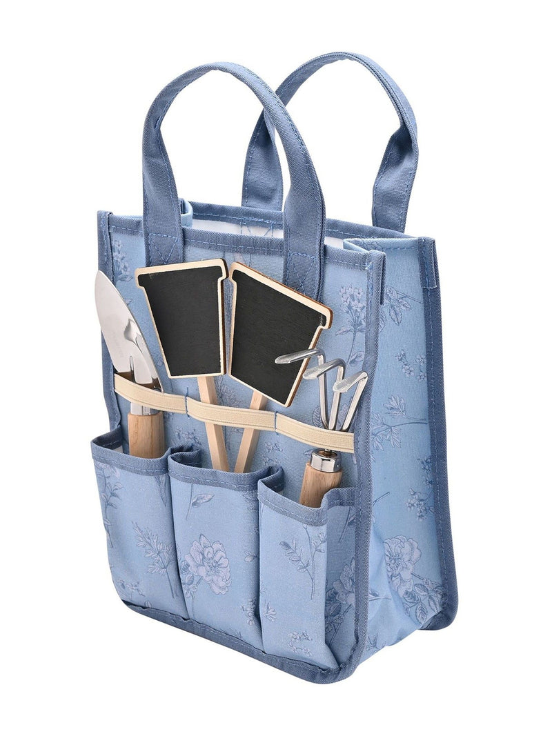 Widdop blue mini tote bag with garden tool set, UK version