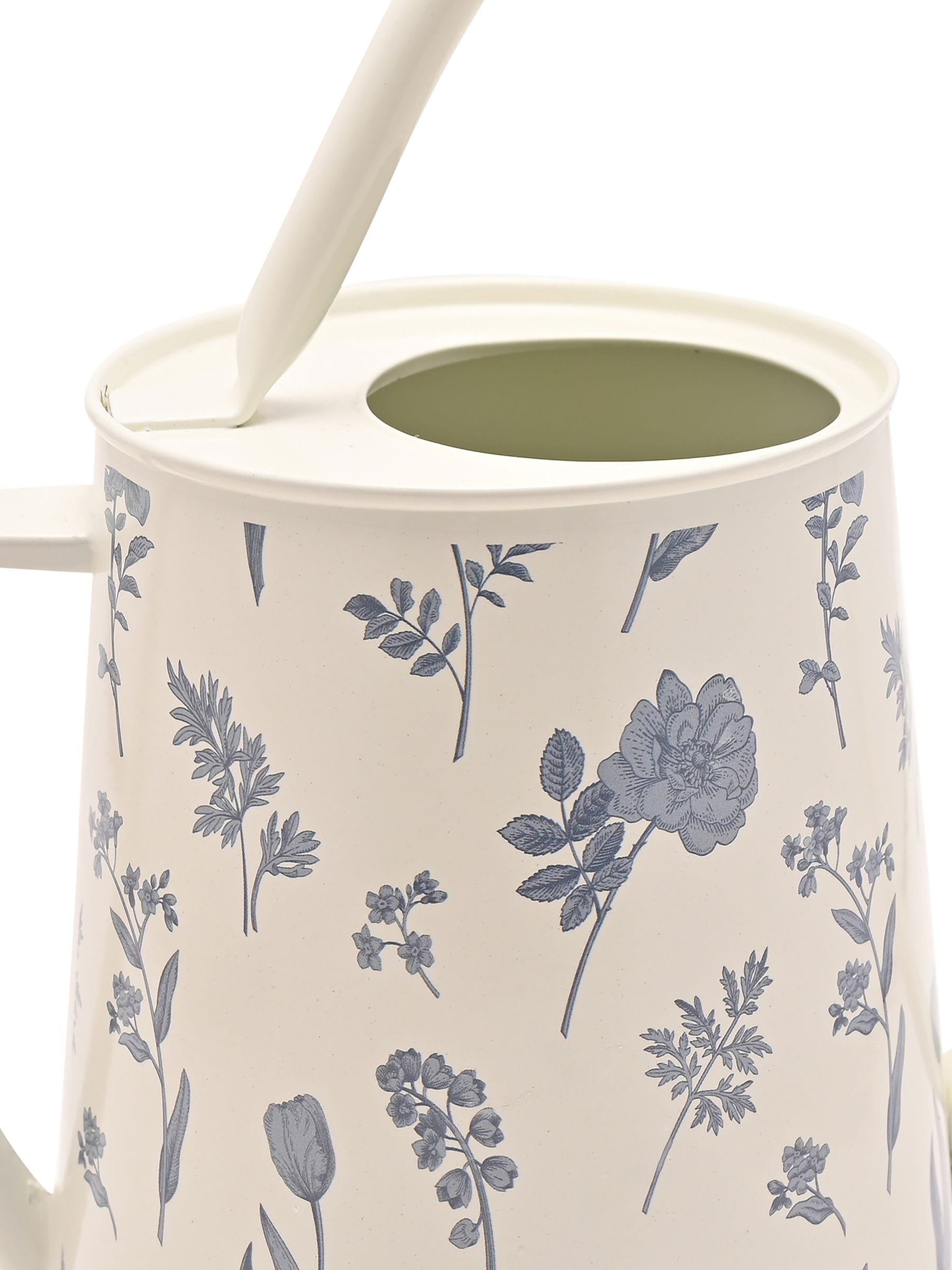 Widdop White watering can with floral pattern - British product