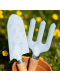 Widdop blue trowel and fork set wooden handles rustic gardening tool (British brand)