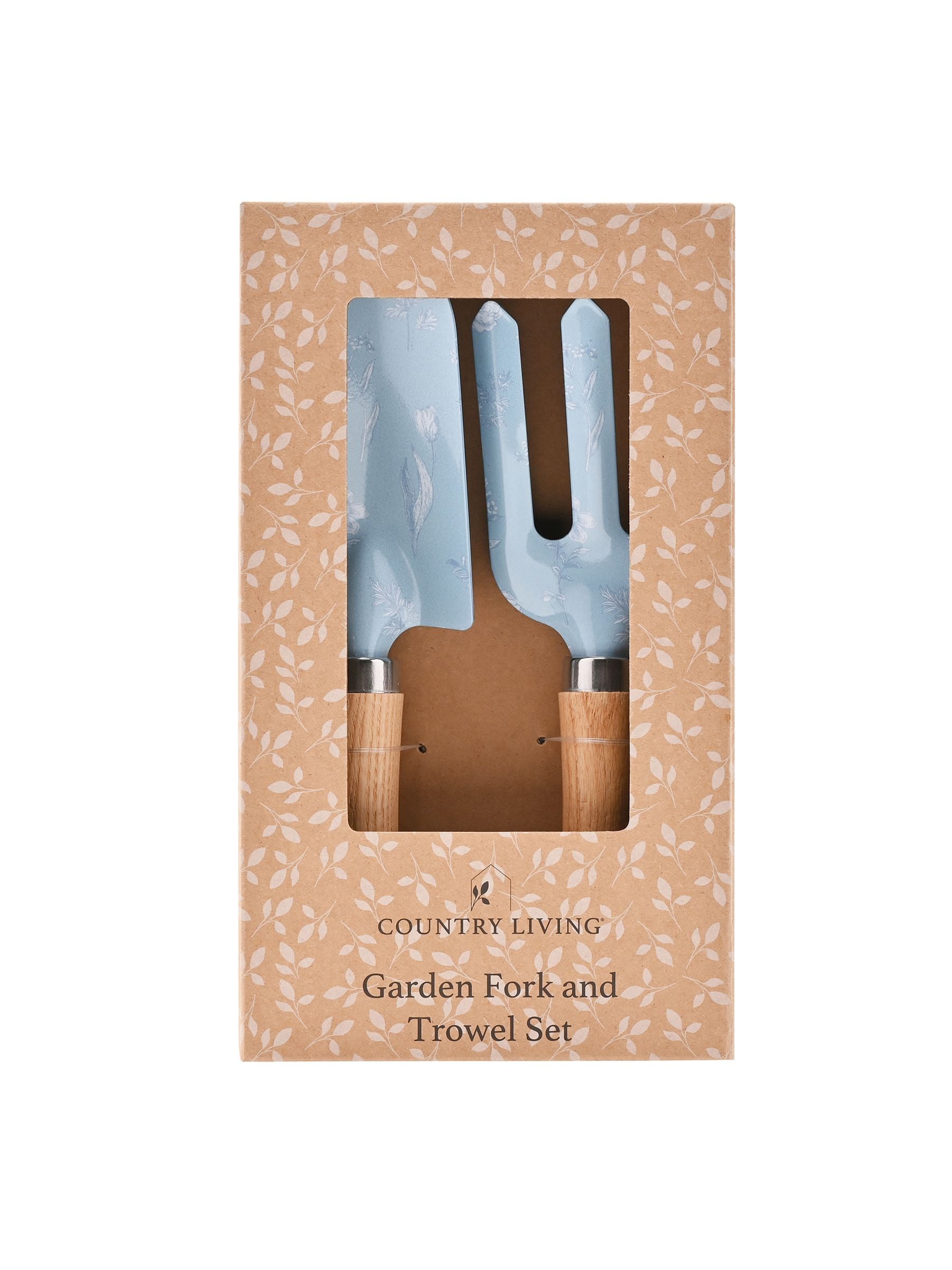 Widdop blue trowel and fork set wooden handles rustic gardening tool (British brand)