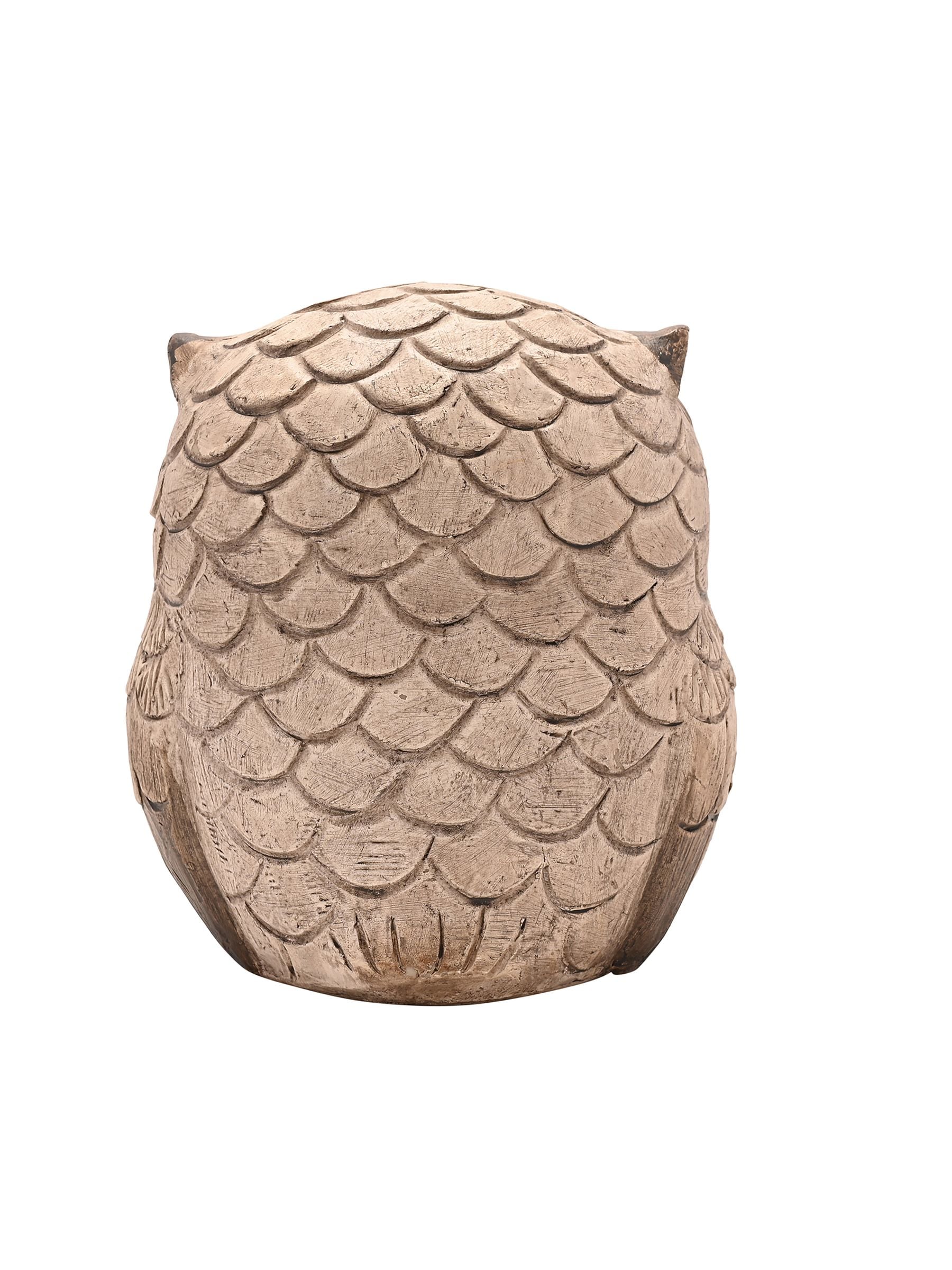 Widdop brown wood effect resin owl sleeping ornament 22x18x13cm (British brand)