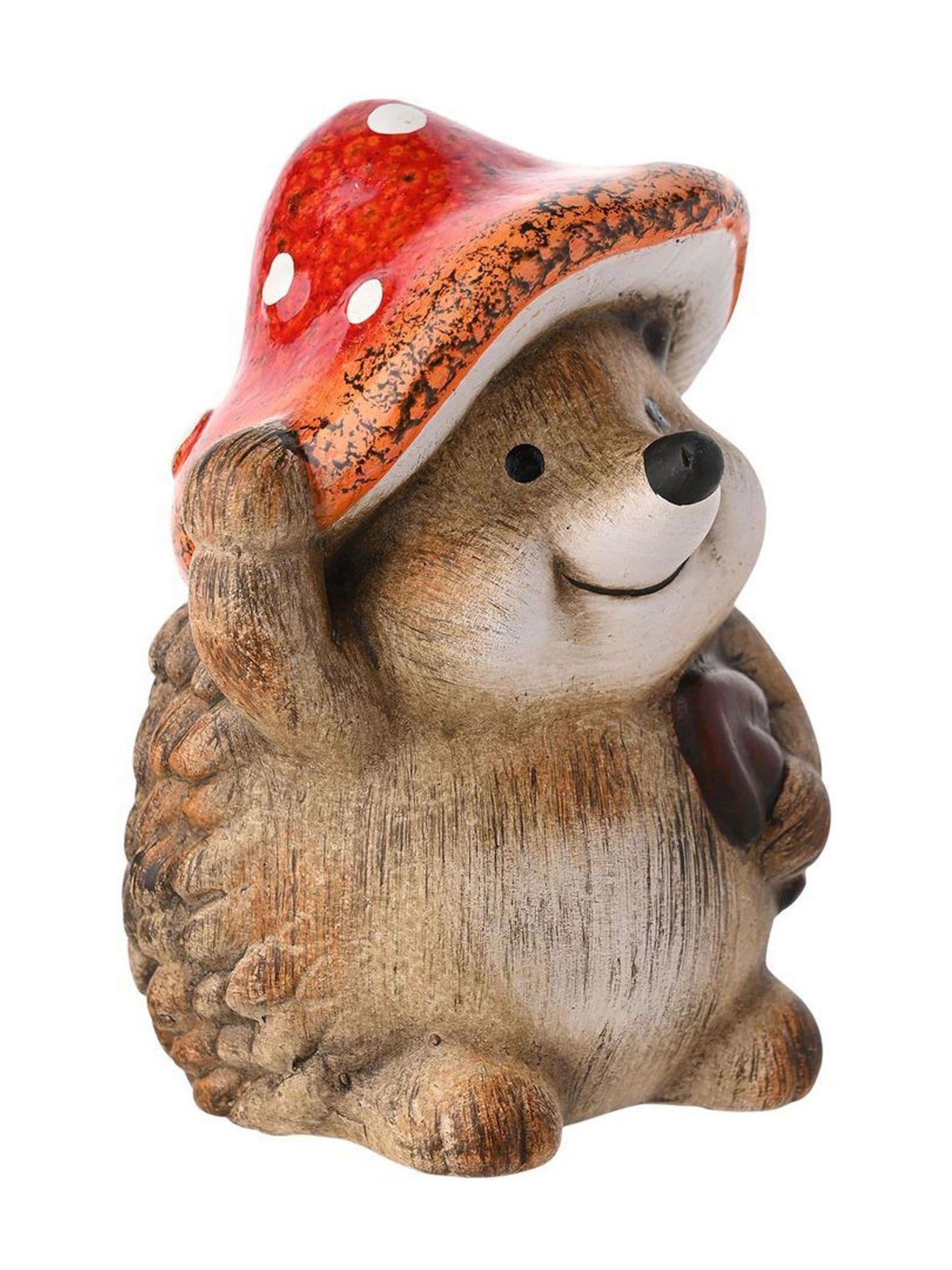 Widdop brown hedgehog wearing toadstool hat ornament 18cm (British brand)