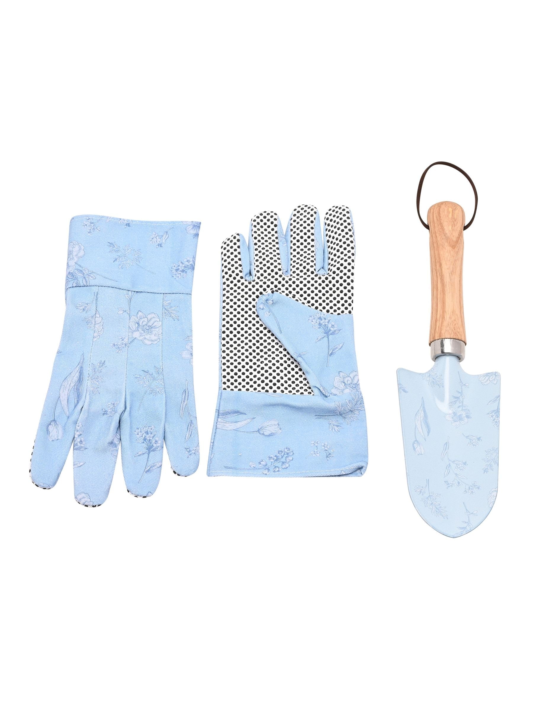 Widdop blue floral gardening set (British brand)