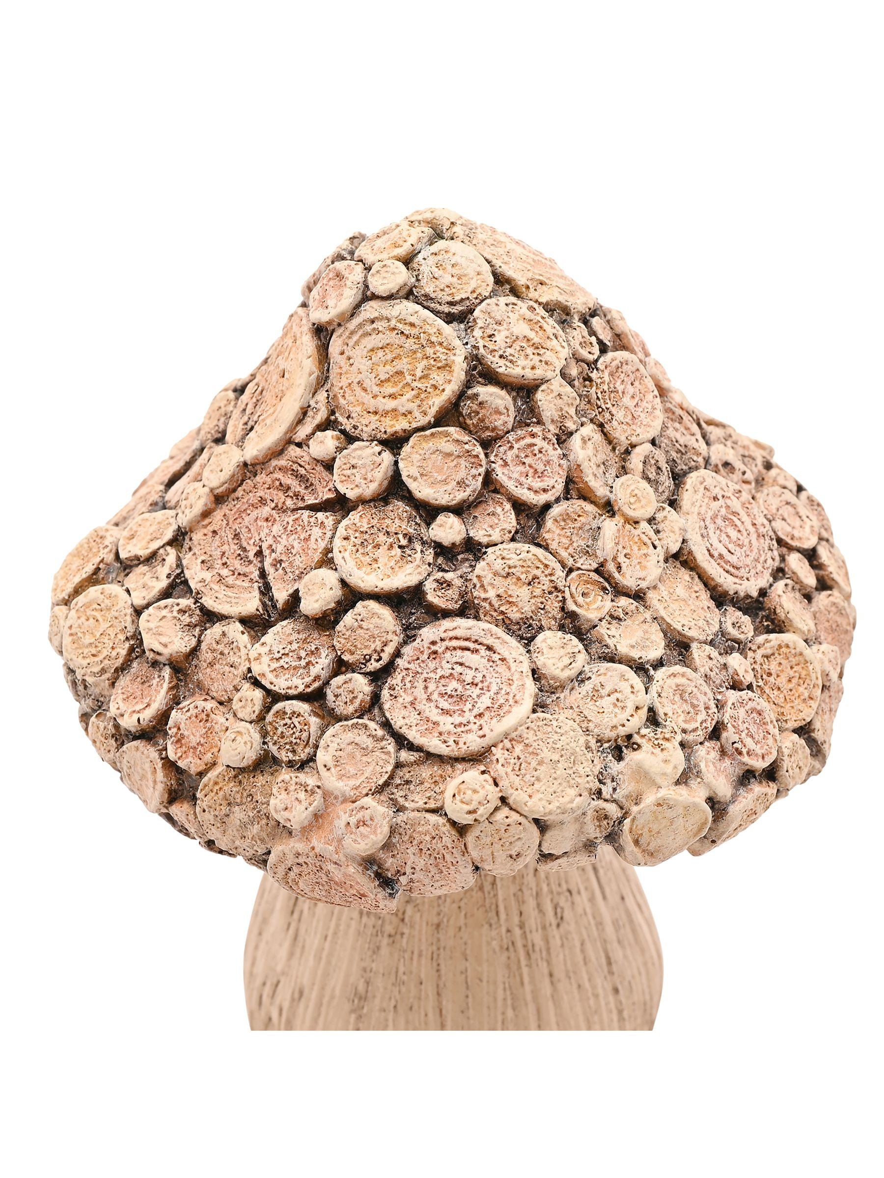 Widdop Brown Wood Effect Mushroom with Log Ornamnet