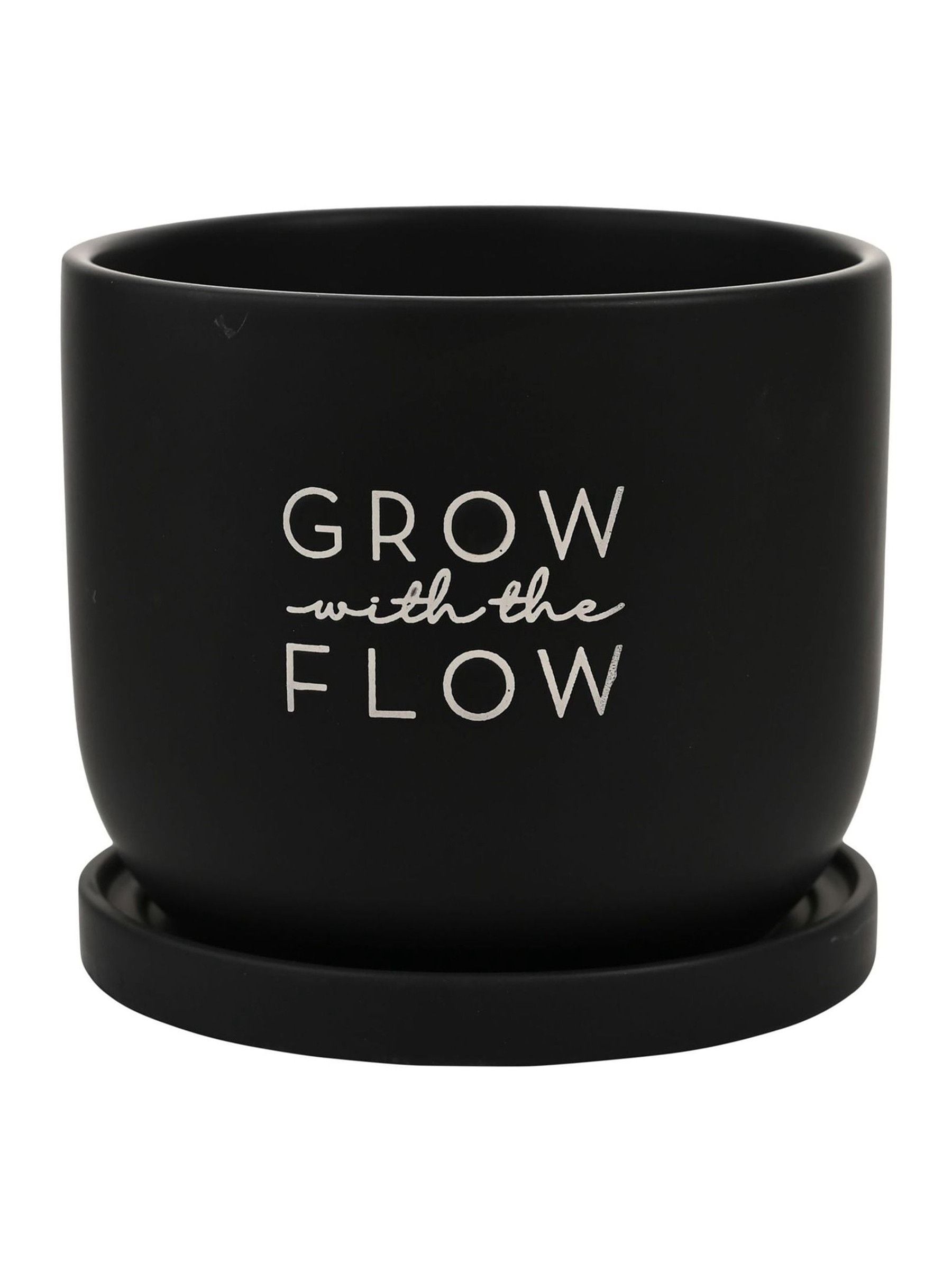 Widdop black ceramic Grow With The Flow plant pot, UK version