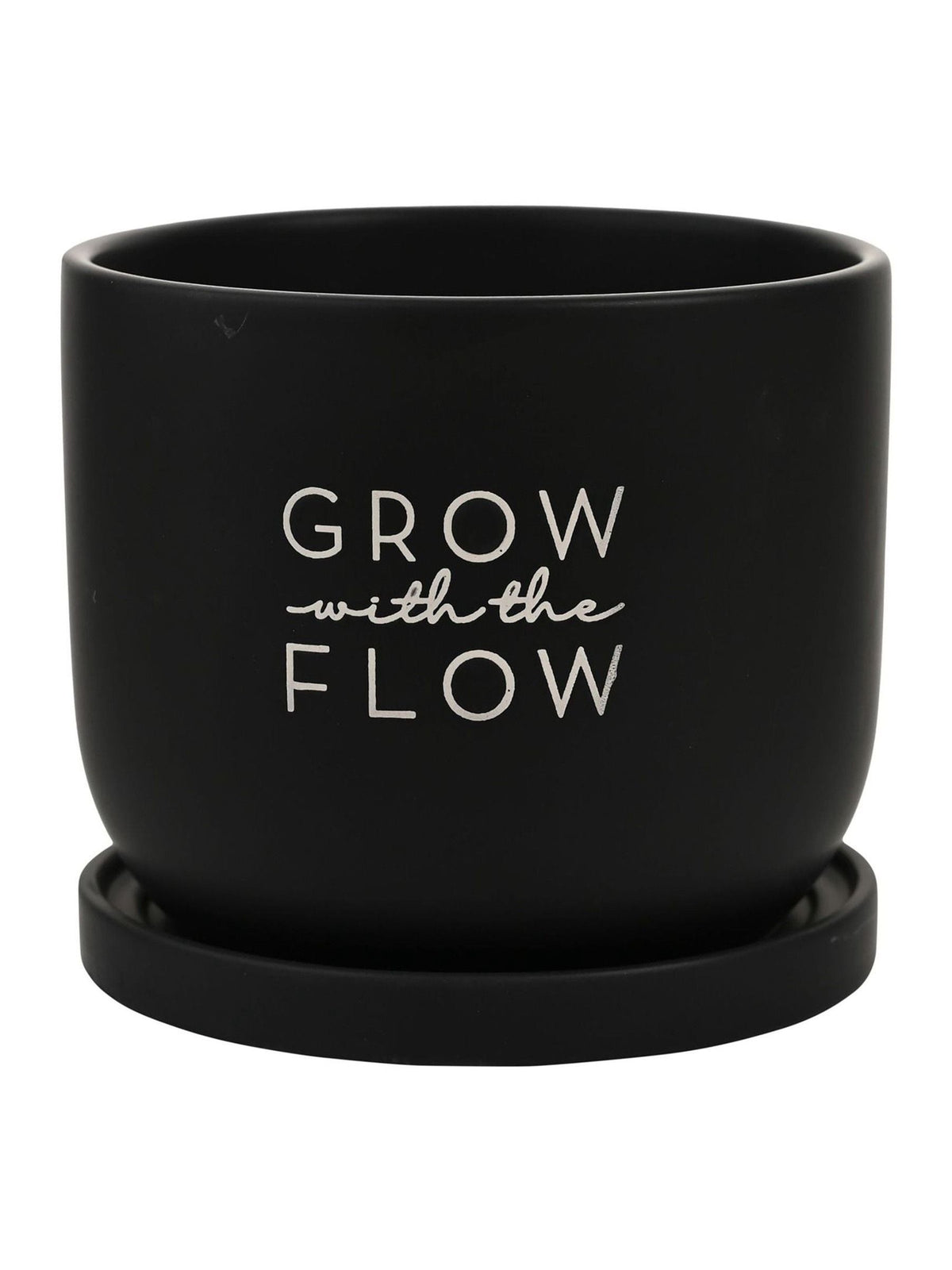 Widdop black ceramic Grow With The Flow plant pot, UK version