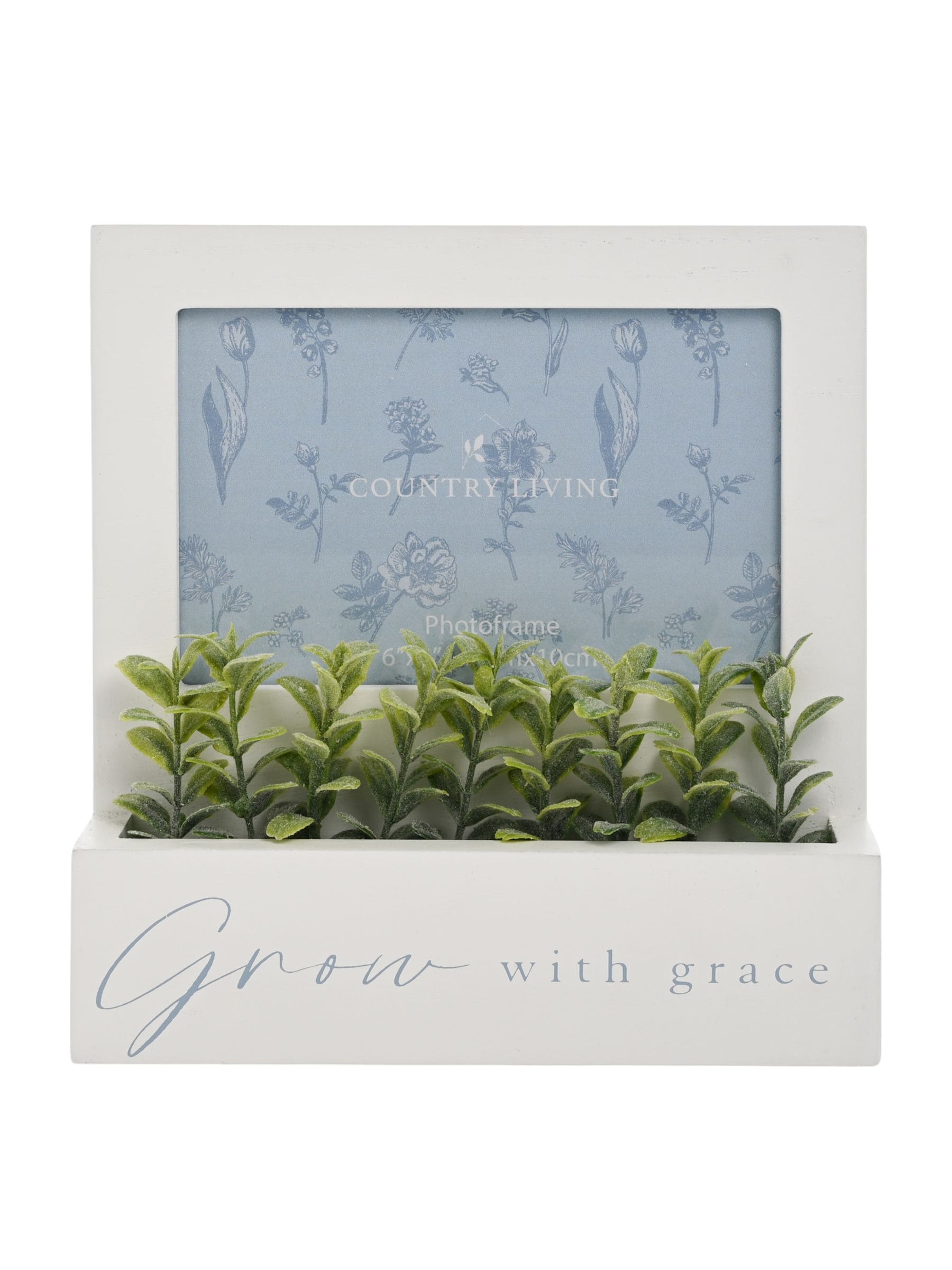 Widdop White wooden photo frame and planter, 19cm, imported from the UK
