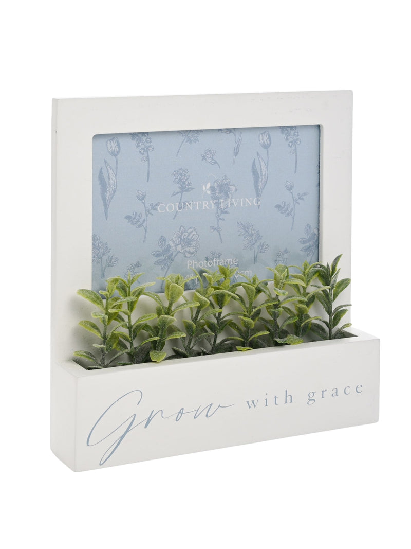 Widdop White wooden photo frame and planter, 19cm, imported from the UK