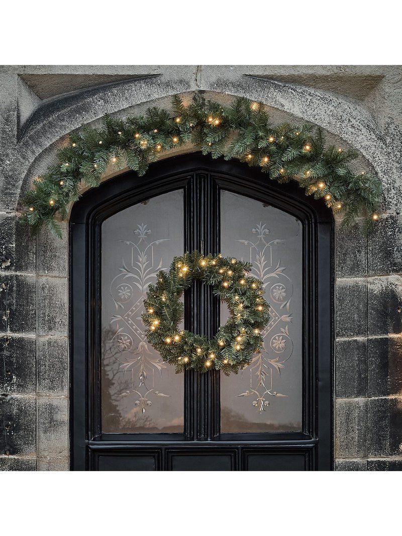 Lights4fun 1.5m Pre Lit LED Outdoor Fir Garland
