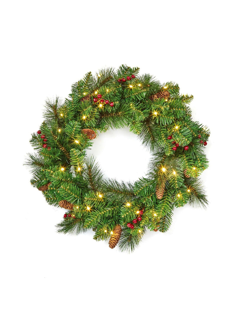Premier Decorations 60cm prelit wreath 50 LEDs (British brand)