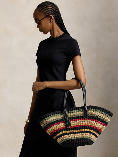 Next Polo Ralph Lauren Multi Stripe Bellport Basket Weave Tote Bag- Buy online at McGrocer