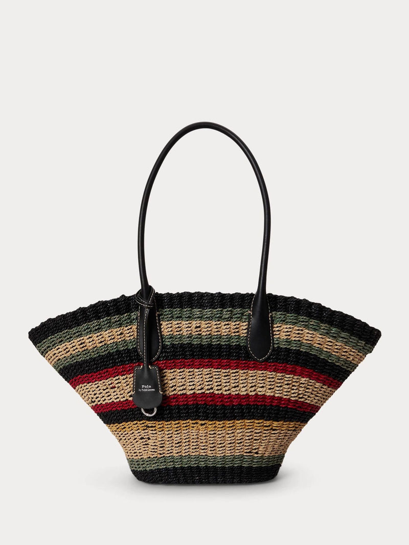 Polo Ralph Lauren multi stripe basket weave tote bag (British brand)