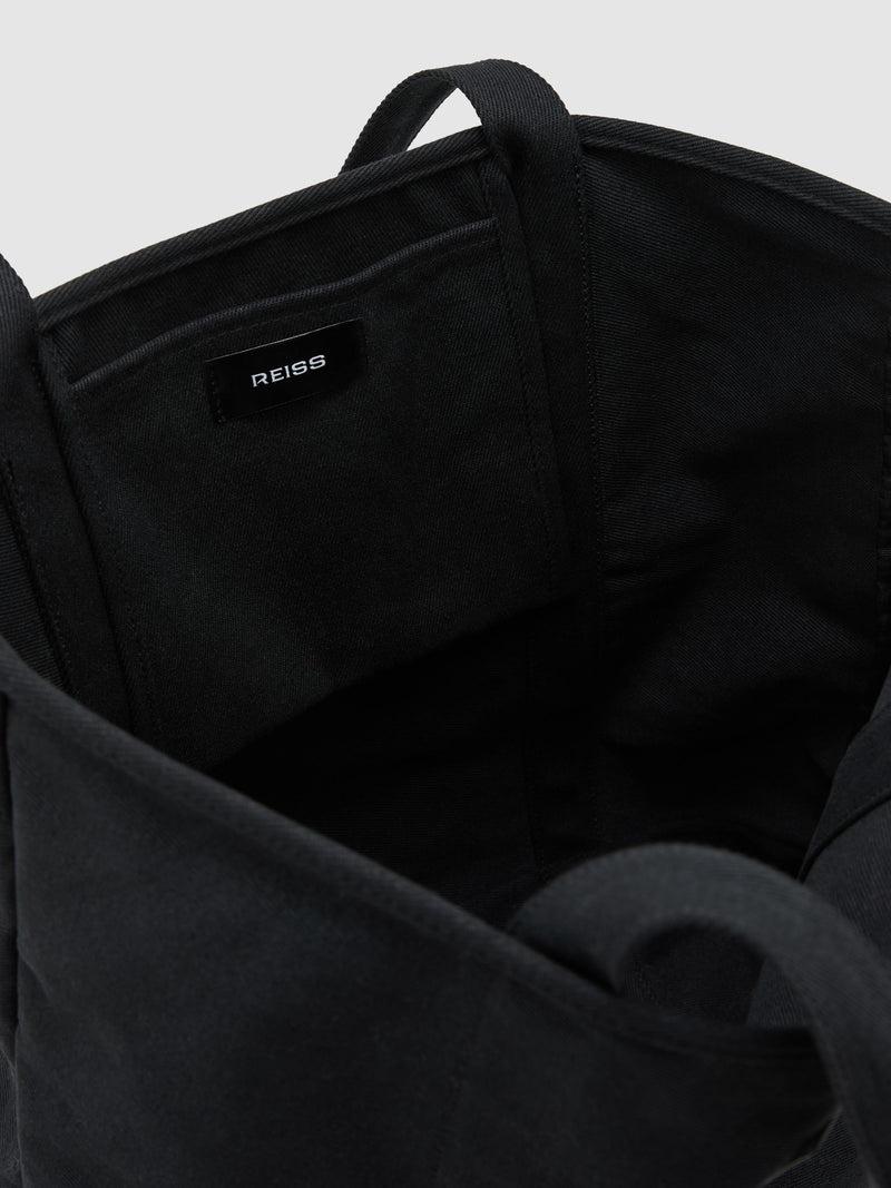 Reiss Navona canvas tote bag black (British brand)