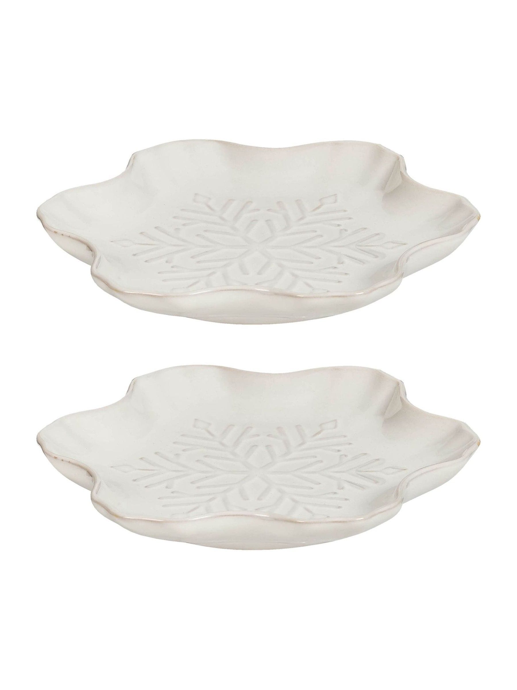 Dibor set of 2 white snowflake side plates - British product