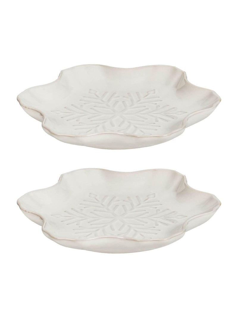 Dibor set of 2 white snowflake side plates - British product