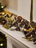 Dibor metallic Christmas garland with wood and pinecones - British product