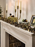 Dibor metallic Christmas garland with wood and pinecones - British product