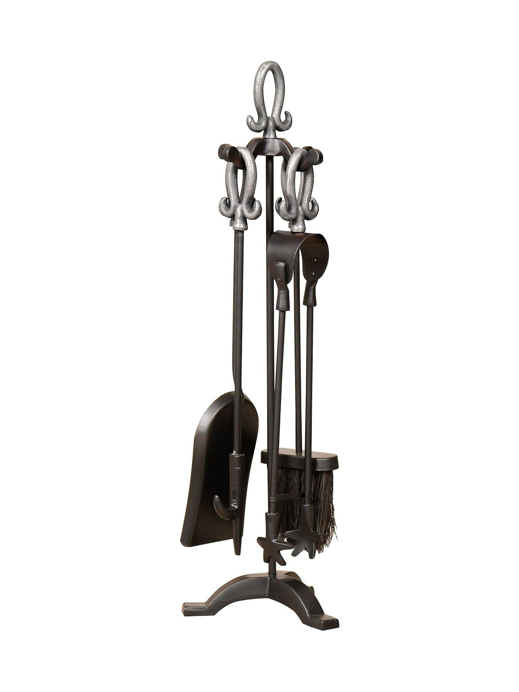 Dibor Pewter Handled Companion Set fireplace tools, imported from the UK