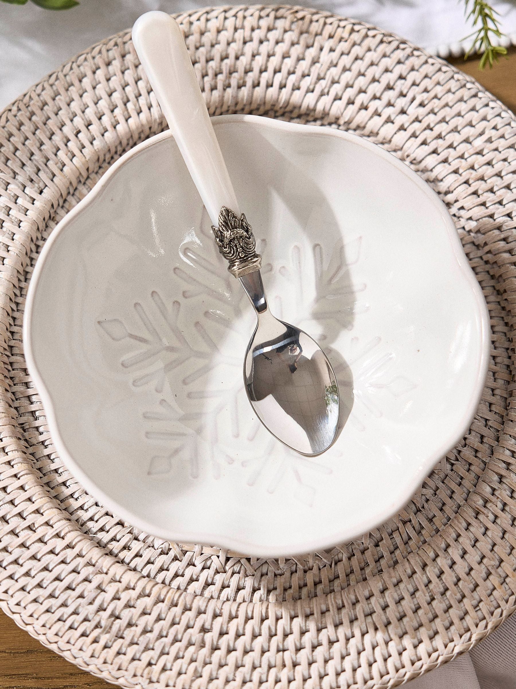 Dibor white ceramic snowflake bowls set of 2 - British product