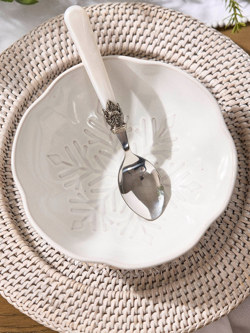 Dibor white ceramic snowflake bowls set of 2 - British product
