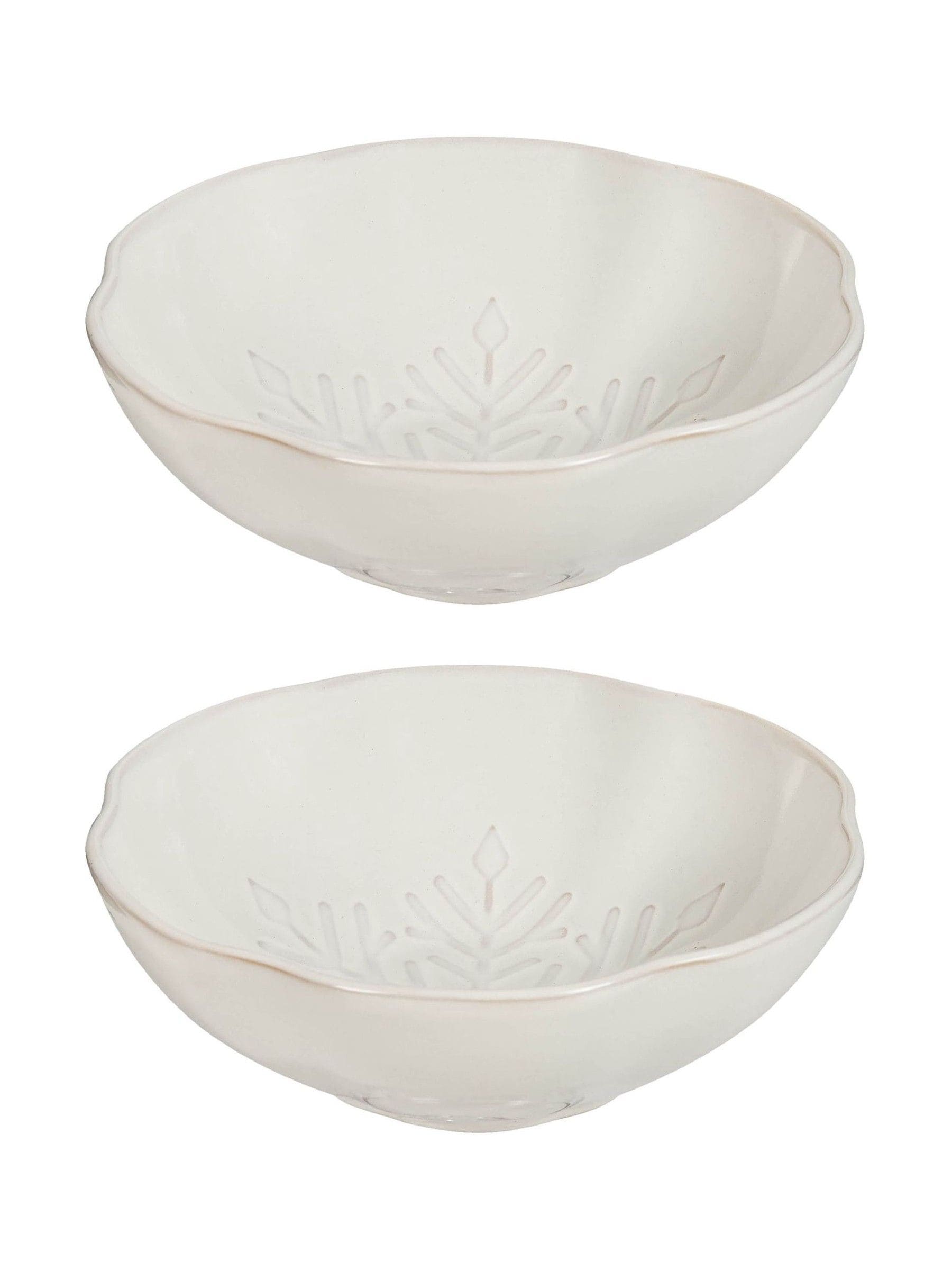 Dibor white ceramic snowflake bowls set of 2 - British product