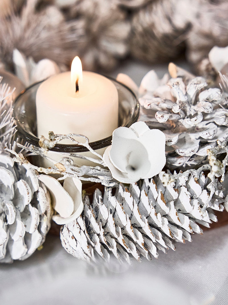 Dibor frosted tealight holder 30cm round - British product
