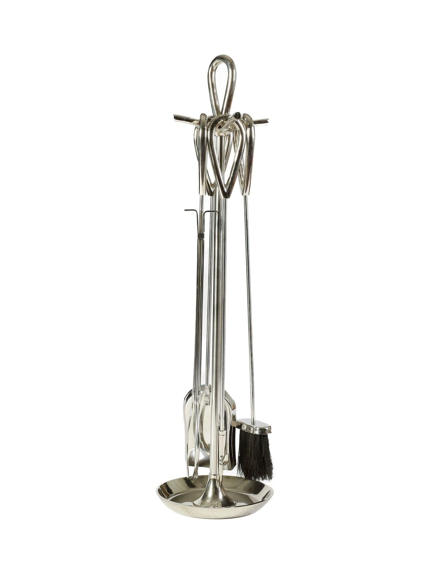 Dibor fire set in silver nickel polished finish, imported from the UK