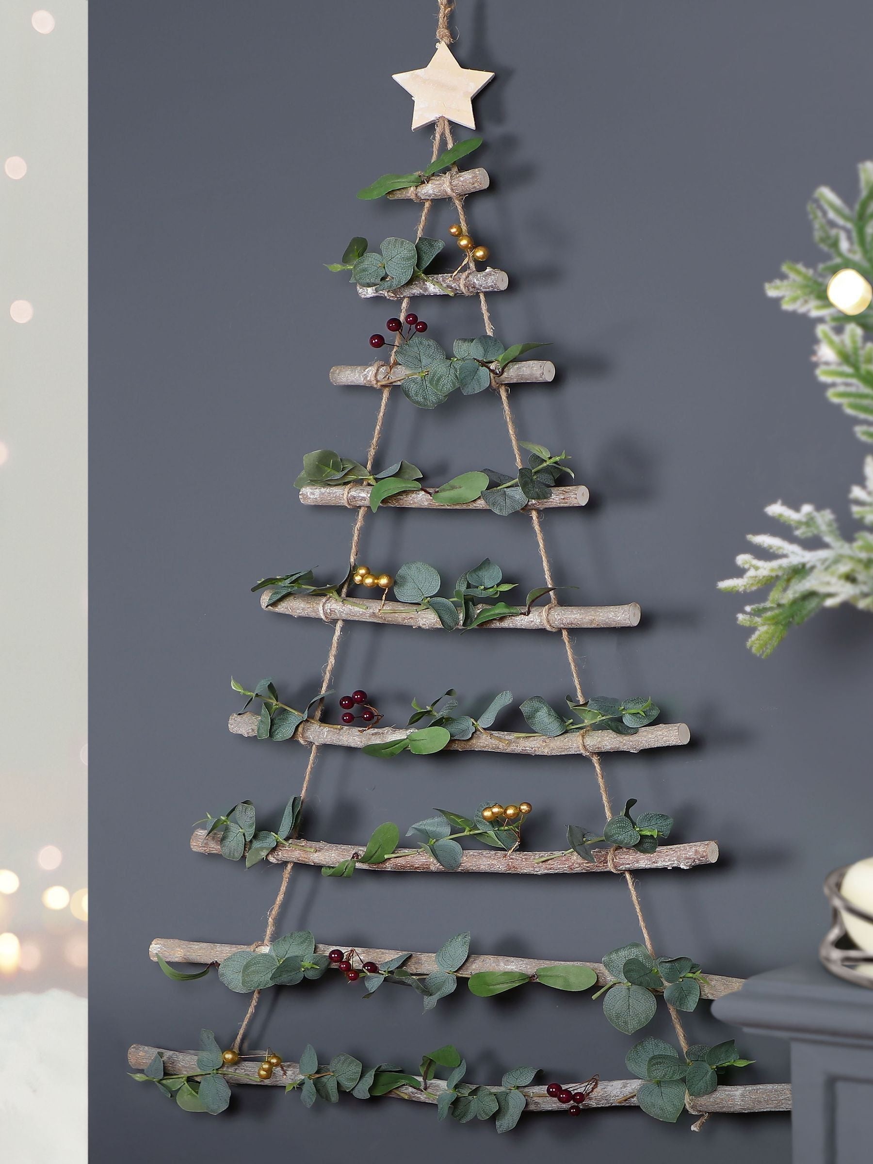 Dibor eucalyptus Christmas tree ladder wall hanging - British product