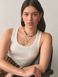 Semi-precious stone two-layer necklace with gold tone pendant, imported from the UK
