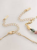 Semi-precious stone two-layer necklace with gold tone pendant, imported from the UK
