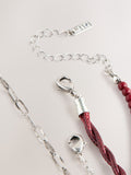Red/Silver Cord Charm 4 Layer Necklace, imported from the UK