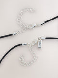 Cord pendant necklace black silver 2 layer - British product