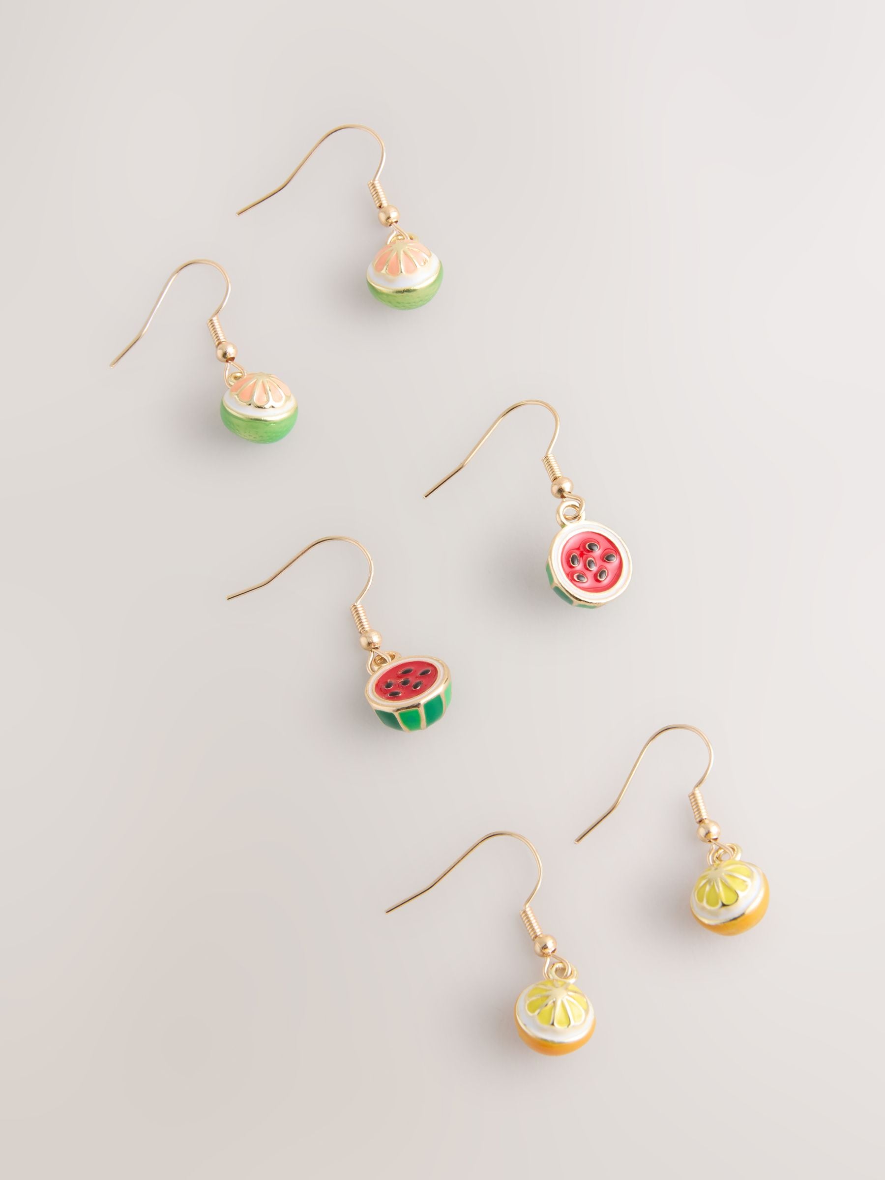 Gold Tone Fruit Drop Earrings 3 Pack - British product