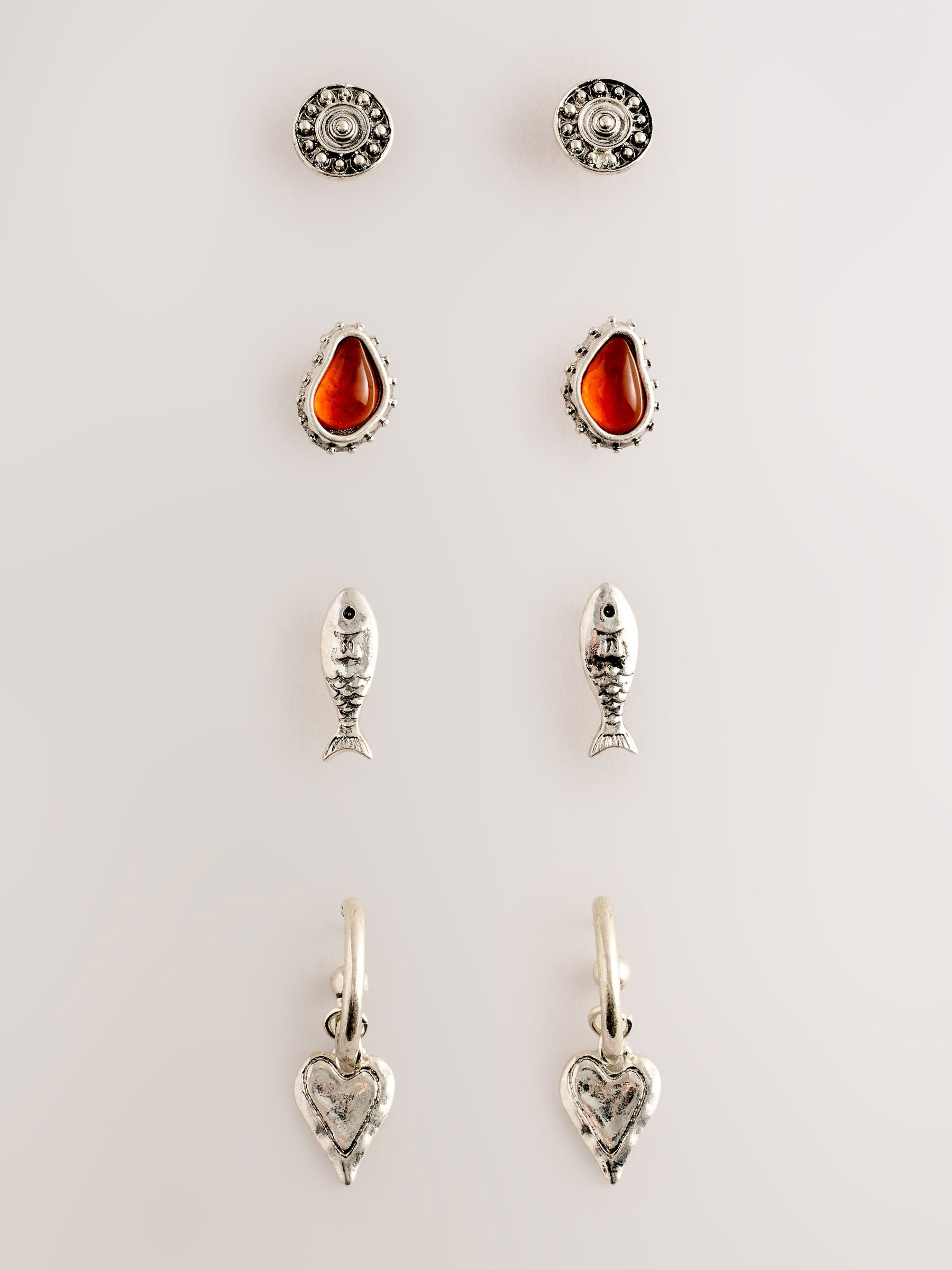 Boho earring pack burnished silver tone 4 pack - British product