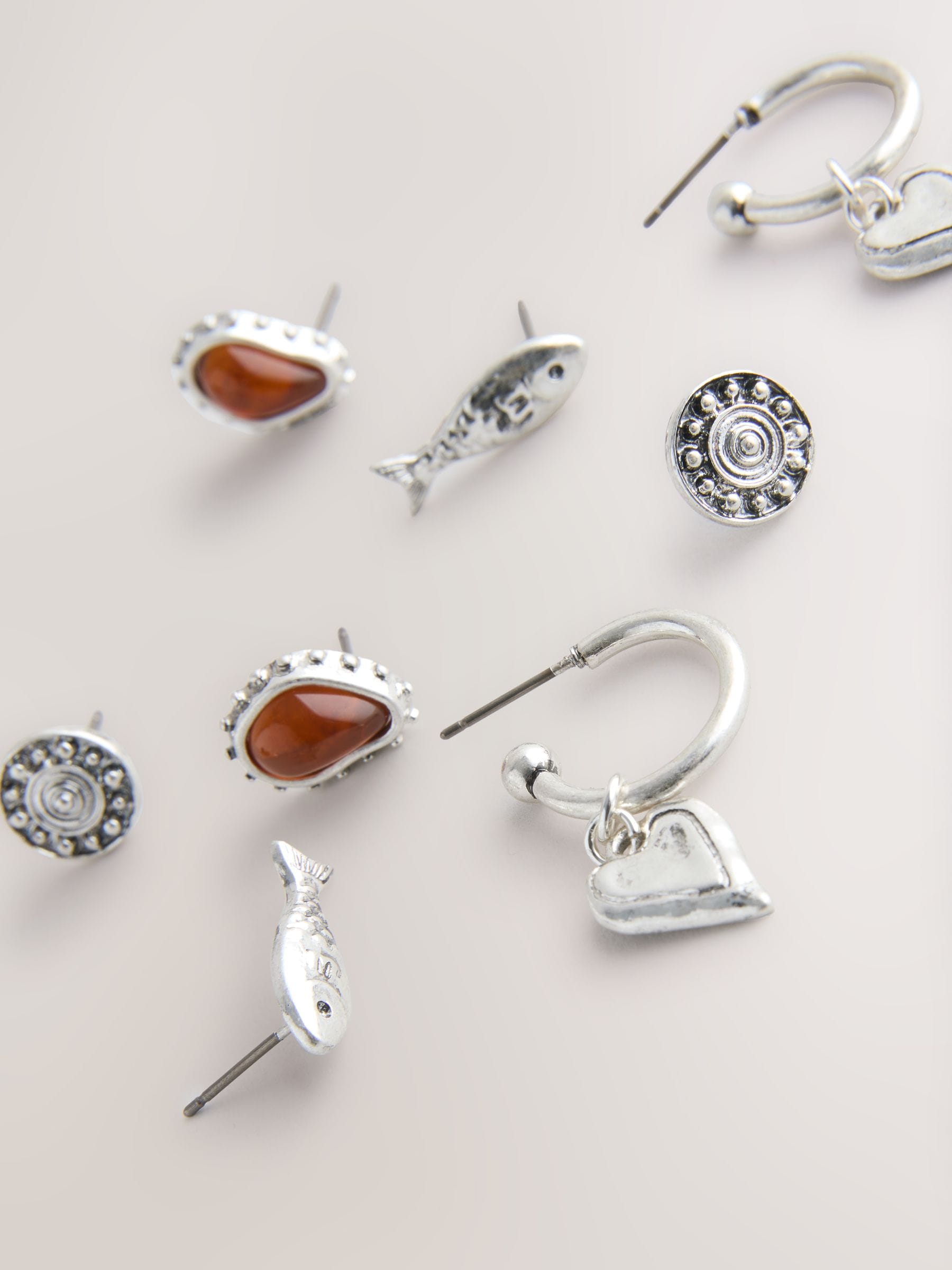 Boho earring pack burnished silver tone 4 pack - British product