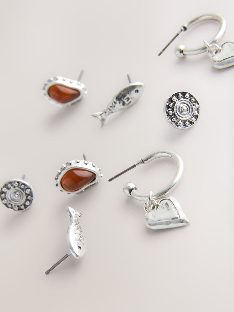 Boho earring pack burnished silver tone 4 pack - British product