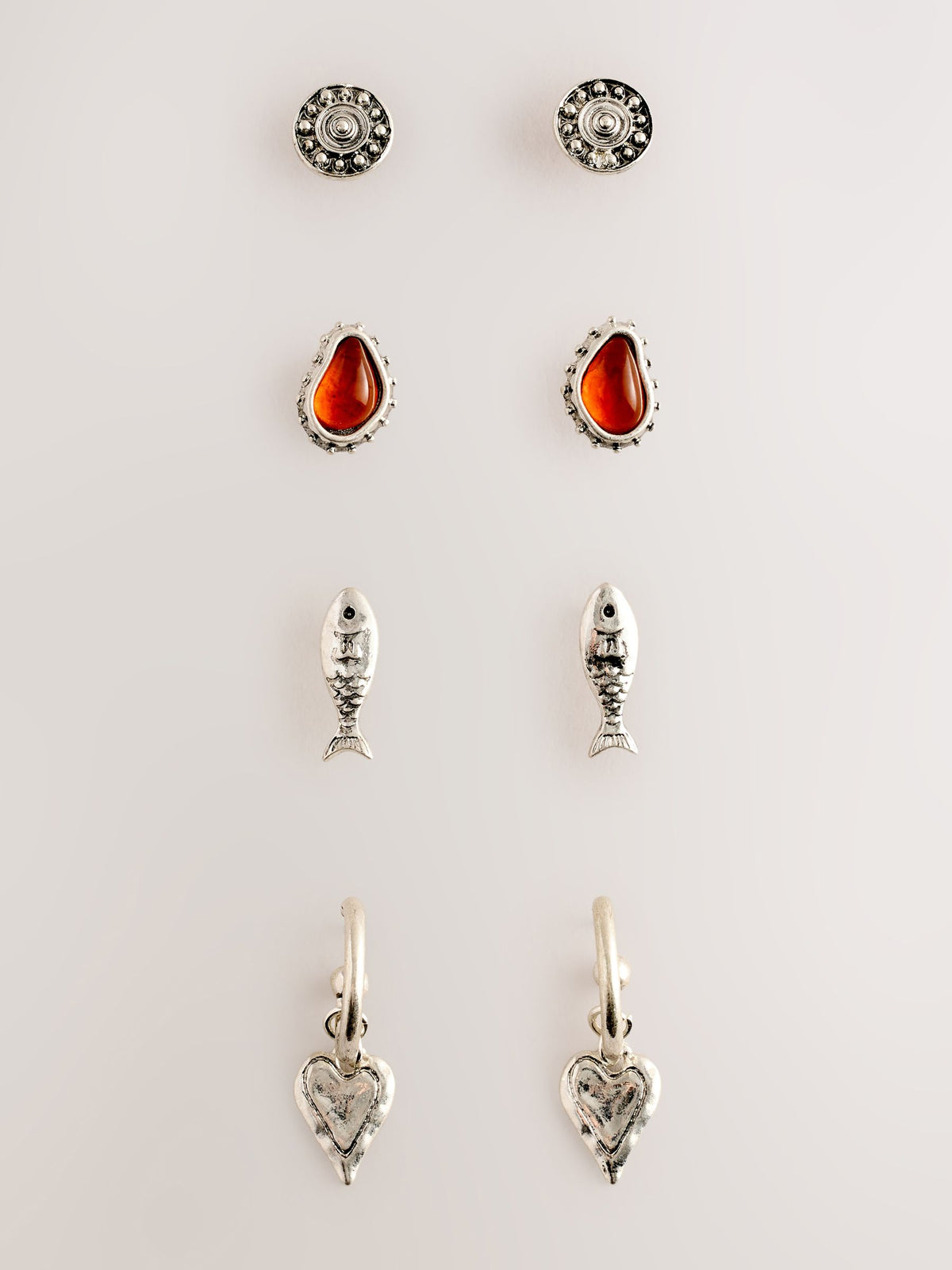 Boho earring pack burnished silver tone 4 pack - British product