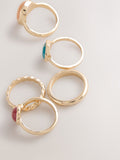 Gold tone multi stacker rings 5 pack, UK version