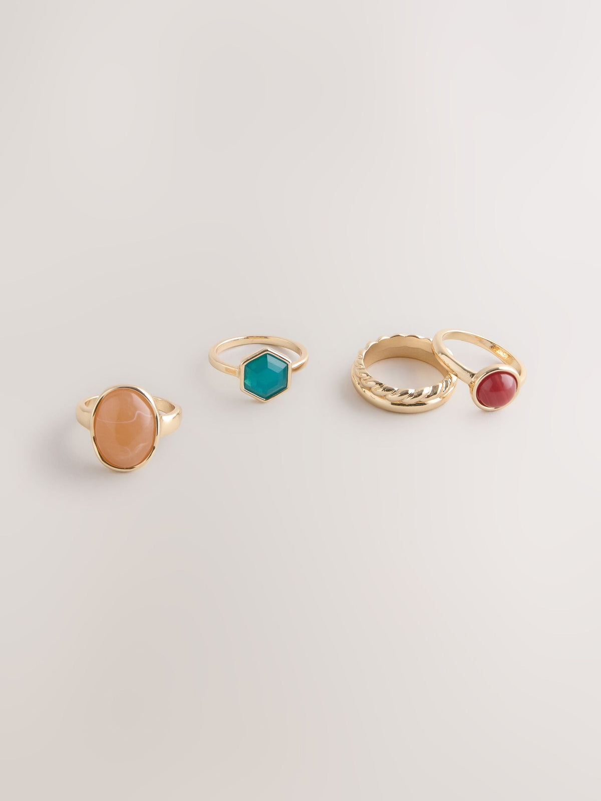 Gold tone multi stacker rings 5 pack, UK version
