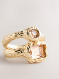 Gold tone hammered pink sparkle rings pack of 2, UK version