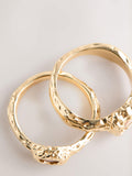 Gold tone hammered pink sparkle rings pack of 2, UK version
