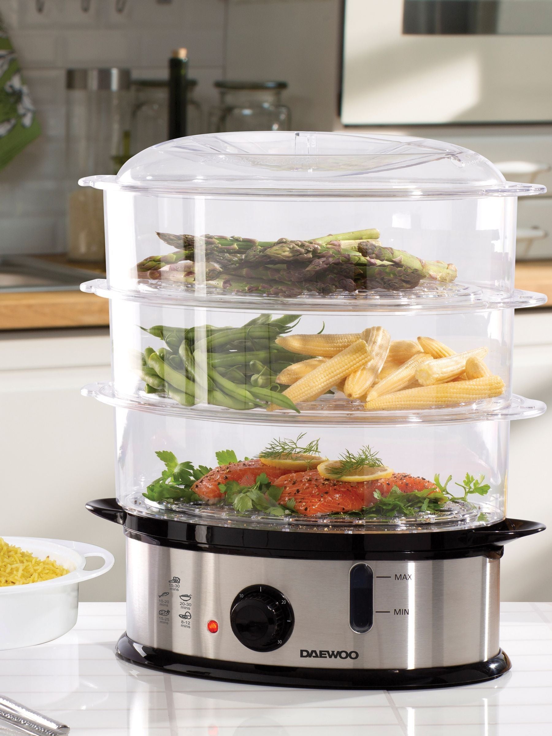 Daewoo 3-layer food steamer 9L 1200W, imported from the UK
