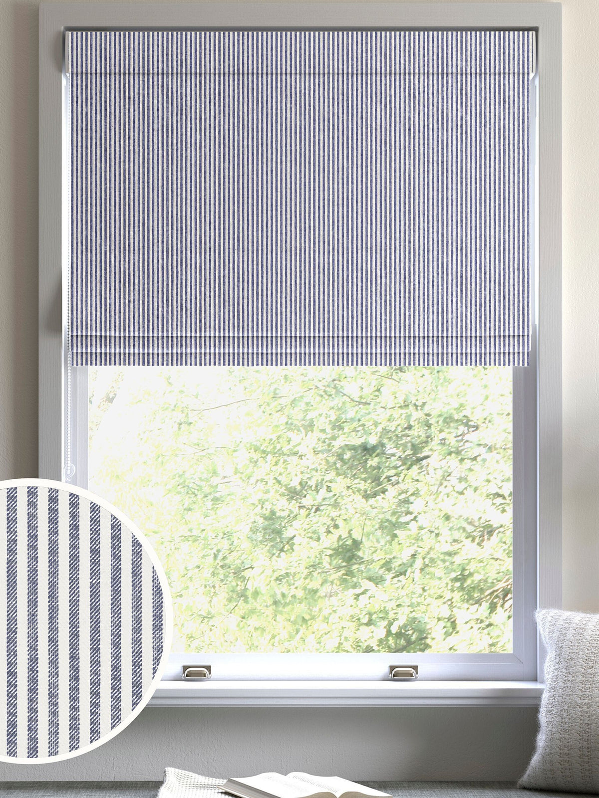 Blue Stitch Stripe Roman blind - British product