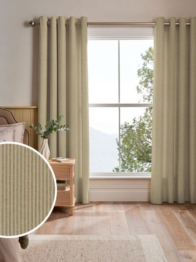 Next Next Green Stitch Stripe Made to Measure Curtains- Buy online at McGrocer